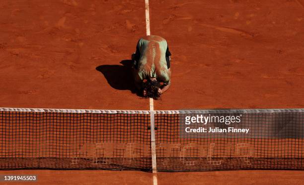Stefanos Tsitsipas of Greece celebrates his victory over Alejandro Davidovich Fokina of Spain in the final during day eight of the Rolex Monte-Carlo...