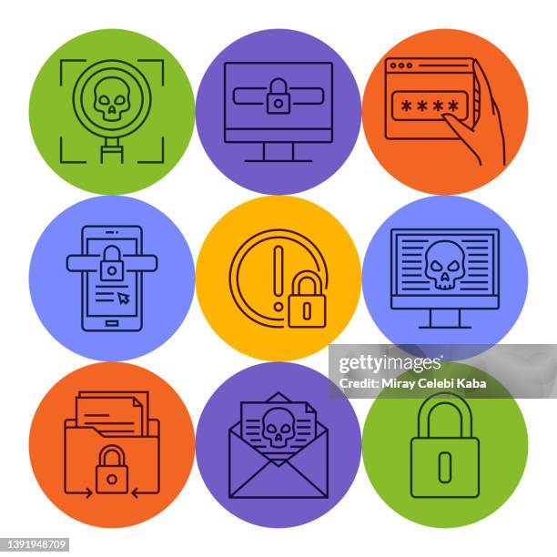 security line icons set - remote support stock illustrations