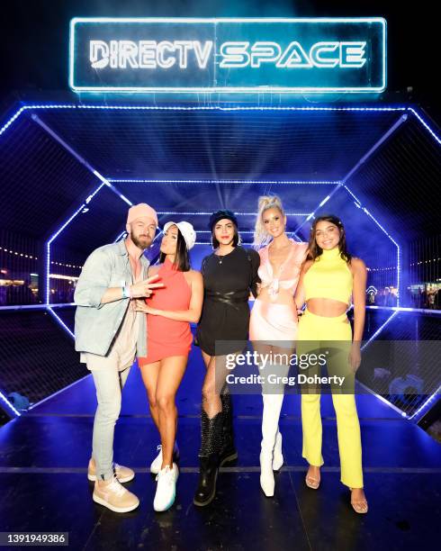 Artem Chigvintsev, Nikki Bella, Katie Maloney, Emma Hernan and Hannah Ann Sluss visit the DIRECTV SPACE at Neon Carnival presented by LEVI'S and...