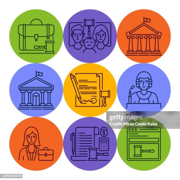 law and justice line icons set - civil rights stock illustrations