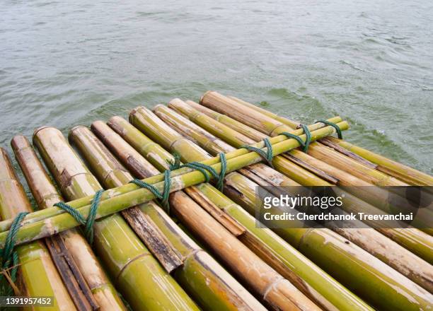 bamboo raft, local boat transportation in the river - bamboo raft foto e immagini stock