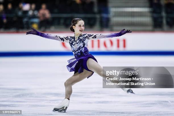 Isabeau Levito of the United States competes in the Junior Ladies Free Skating during day 4 of the ISU World Junior Figure Skating Championships at...