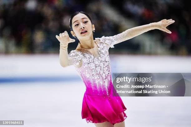 Jia Shin of Korea competes in the Junior Ladies Free Skating during day 4 of the ISU World Junior Figure Skating Championships at Tondiraba Ice Hall...