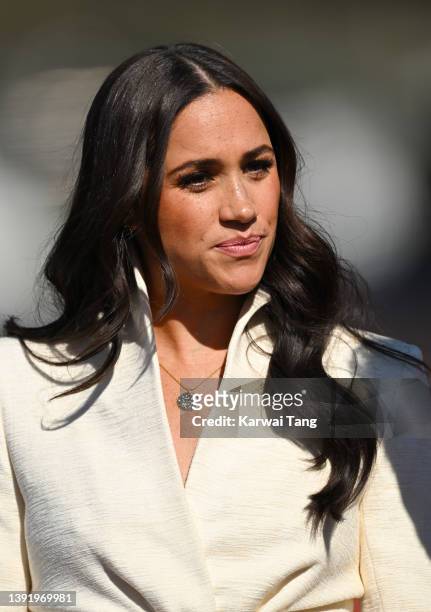 Meghan, Duchess of Sussex attends the athletics event during the Invictus Games at Zuiderpark on April 17, 2022 in The Hague, Netherlands.