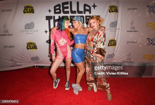 Dani Thorne, Kaili Thorne and Bella Thorne attend Bella Thorne Hosts "Alien Invasion" Themed Coachella After Party On April 15, 2022 In Coachella...