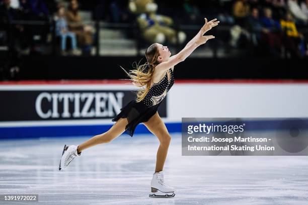 Kimmy Repond of Switzerland competes in the Junior Ladies Free Skating during day 4 of the ISU World Junior Figure Skating Championships at Tondiraba...