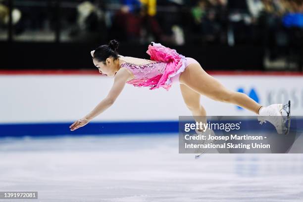 Clare Seo of the United States competes in the Junior Ladies Free Skating during day 4 of the ISU World Junior Figure Skating Championships at...