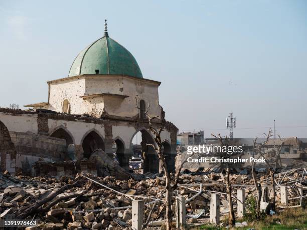 al-nouri mosque, mosul, after the war with isis - demolished church stock pictures, royalty-free photos & images