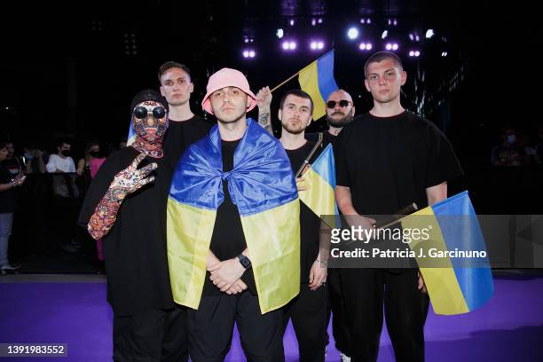Kilimmen, Ihor Didenchuk, Oleh Psiuk, Tymofii Muzychuk and Vitalii Duzhyk of Kalush Orchestra, Ukraine's entrant for the Eurovision Song Contest...