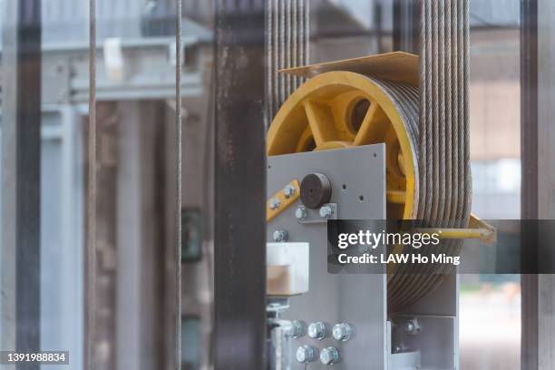 elevator structure inside glass window - lift shaft stock pictures, royalty-free photos & images