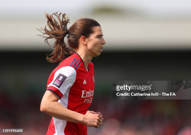 Tobin Heath of Arsenal during the Vitality Women's FA Cup Semi Final match between Arsenal Women and Chelsea Women at Meadow Park on April 17, 2022...