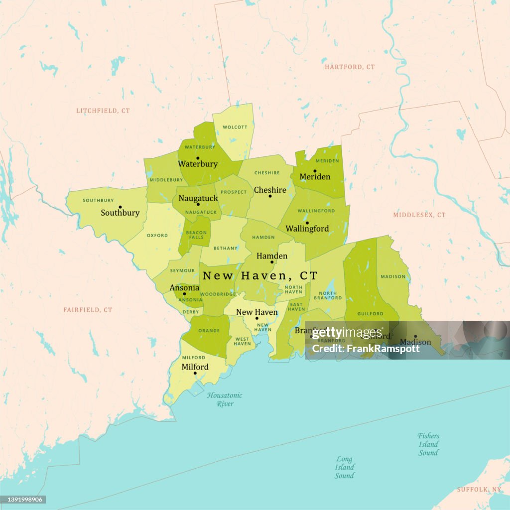 CT New Haven Vector Map Green