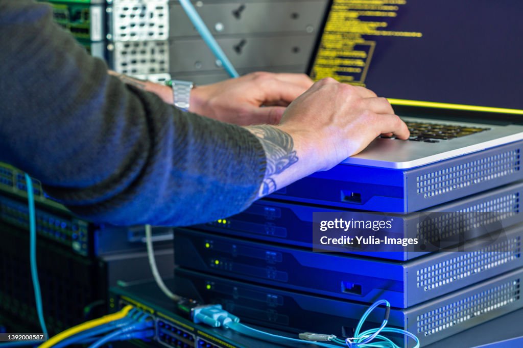 Server Racks In A Data Center With Communications Cables High-Res Stock ...