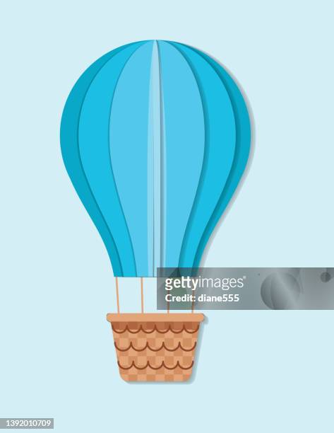 3d geschnittenes papier heißluftballon - paper balloon stock-grafiken, -clipart, -cartoons und -symbole