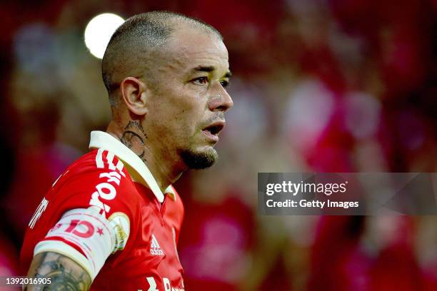Andrés D'Alessandro of Internacional looks on during a match between Internacional and Fortaleza as part of Brasileirao 2022 on April 17, 2022 in...