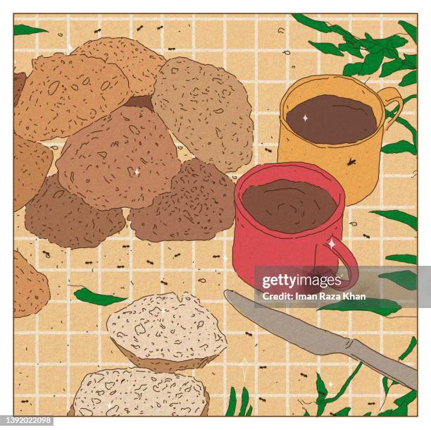 coffee table featuring brunch - breakfast table coffee stock illustrations