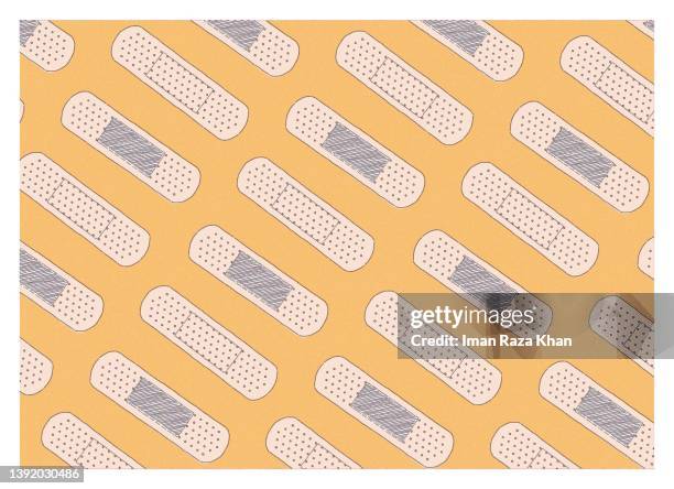 yellow band aids - plastering services stock illustrations