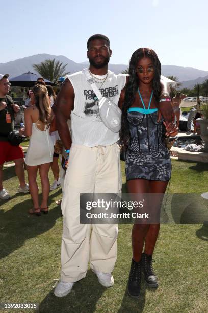 Broderick Hunter and Mariama Diallo attend Casamigos at TAO Beach Pop Up Experience at Cavallo Ranch on April 17, 2022 in Thermal, California.