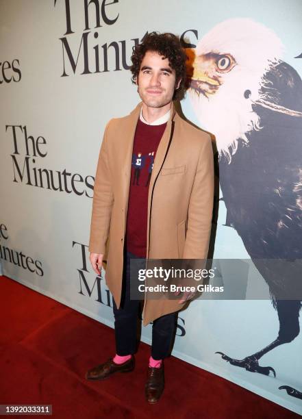 Darren Criss poses at the opening night of the play "The Minutes" on Broadway at The Studio 54 Theater on April 17, 2022 in New York City.