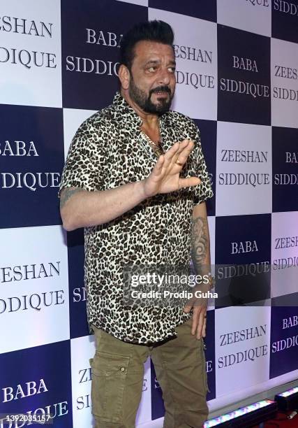 Sanjay Dutt attends Baba Siddique's Iftar bash on April 17, 2022 in Mumbai, India.