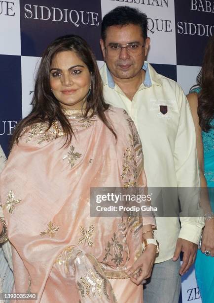 Alvira khan and Atul Agnihotri attend Baba Siddique's Iftar bash on April 17, 2022 in Mumbai, India.
