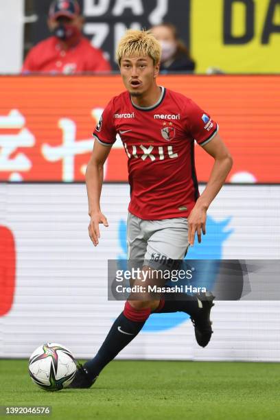 Yuma Suzuki of Kashima Antlers in action during the J.LEAGUE Meiji Yasuda J1 9th Sec. Match between Kashima Antlers and Nagoya Grampus at Kashima...