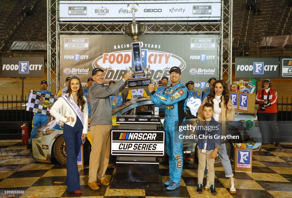 Cruccy Racing Kyle Busch, driver of the Mars Crunchy Cookie Toyota, celebrates in ...