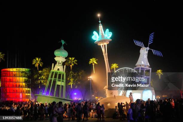 Festivalgoers are seen at Buoyed during the 2022 Coachella Valley Music And Arts Festival on April 17, 2022 in Indio, California.