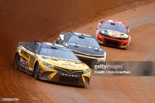 Christopher Bell, driver of the DeWalt Toyota, Tyler Reddick, driver of the 3CHI Chevrolet, and Austin Dillon, driver of the Bass Pro Shops/Tracker...