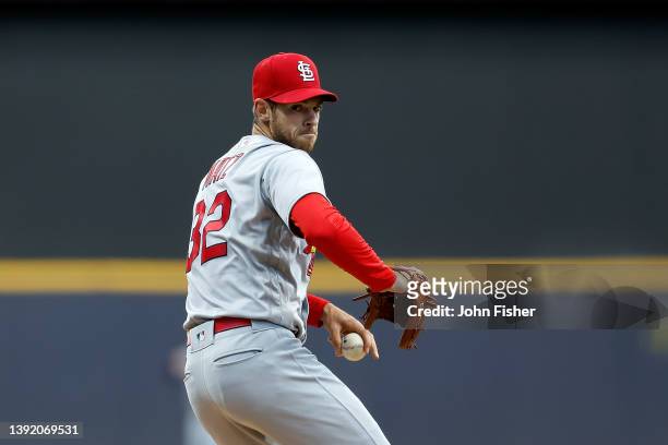 Steven Matz of the St. Louis Cardinals throws a pitch against the Milwaukee Brewers at American Family Field on April 16, 2022 in Milwaukee,...