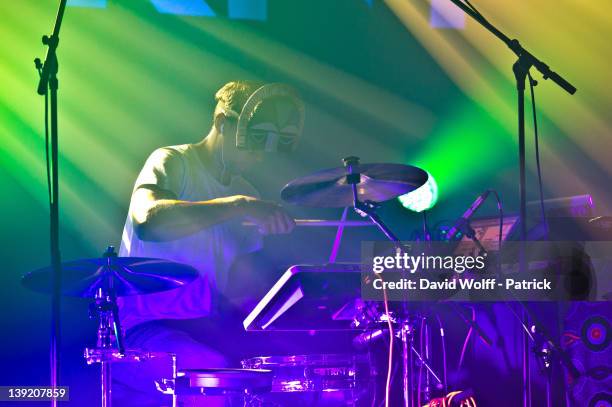 Aaron Jerome from SBTRKT performs at La Machine du Moulin Rouge on February 17, 2012 in Paris, France.