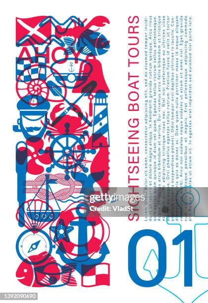 nautische symbole seemann marine marine symbole sea captain ahoy overprint design - leuchtturm schiff stock-grafiken, -clipart, -cartoons und -symbole