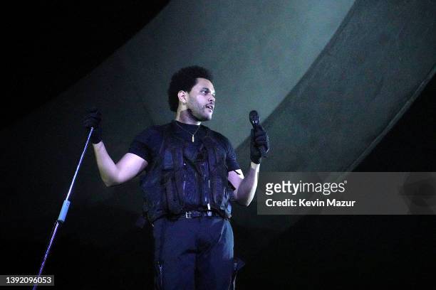 The Weeknd performs onstage at the Coachella Stage during the 2022 Coachella Valley Music And Arts Festival on April 17, 2022 in Indio, California.
