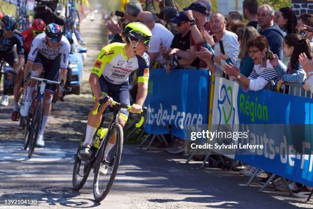 Tom Devriendt of Belgium and Team Intermarché - Wanty - Gobert Matériaux competes during "Tranchee d'Arenberg" cobblestones sector of 119th...