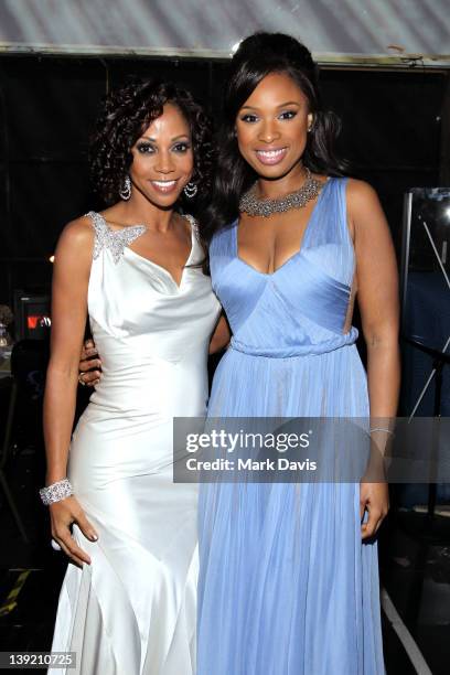 Actress Holly Robinson Peete and Singer Jennifer Hudson attend the 43rd NAACP Image Awards held at The Shrine Auditorium on February 17, 2012 in Los...