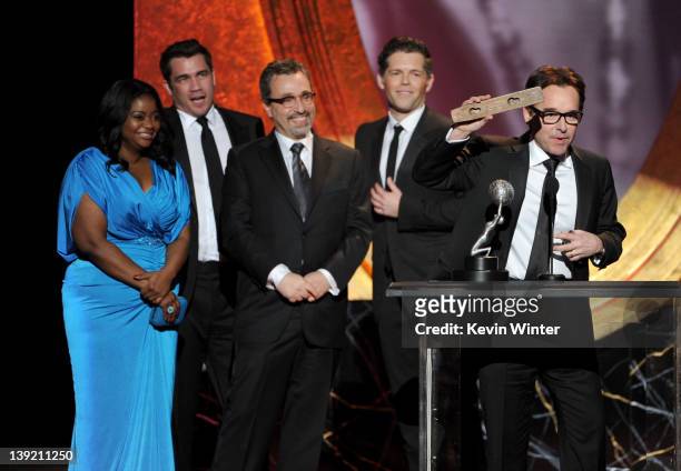 Actress Octavia Spencer, producers Tate Taylor, Michael Barnathan, Brunson Green and Chris Columbus accept the award for Outstanding Motion Picture...