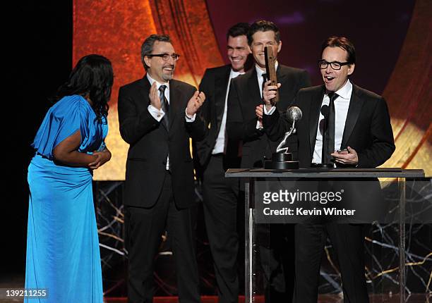 Actress Octavia Spencer, producers Michael Barnathan, Tate Taylor, Brunson Green and Chris Columbus accept the award for Outstanding Motion Picture...