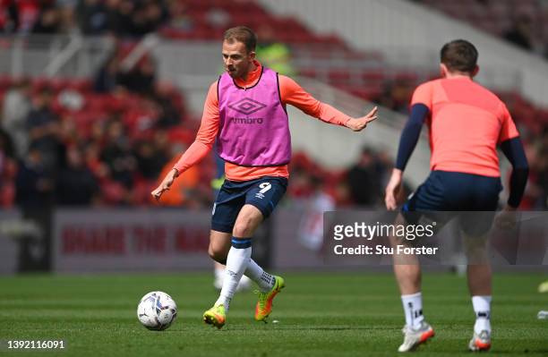 Huddersfield player Jordan Rhodes in action during the warm up prior to the Sky Bet Championship match between Middlesbrough and Huddersfield Town at...