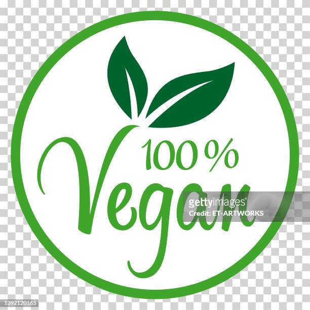 green 100% vegan logo - vegan food stock illustrations