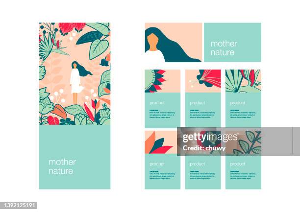 von der natur inspirierte briefpapiervorlage für unternehmen - visitenkarte stock-grafiken, -clipart, -cartoons und -symbole