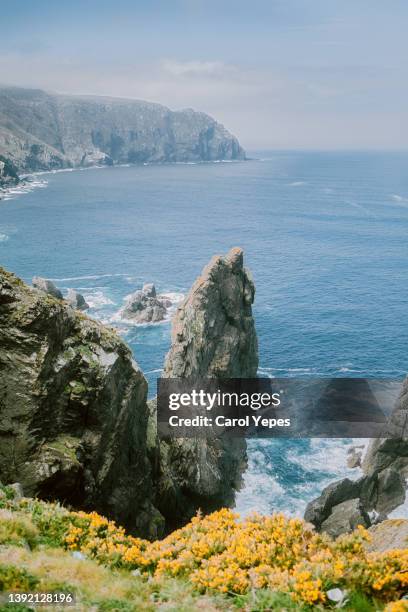 beautiful cliffs in oregal cape, galicia,spain - zuid europa stockfoto's en -beelden