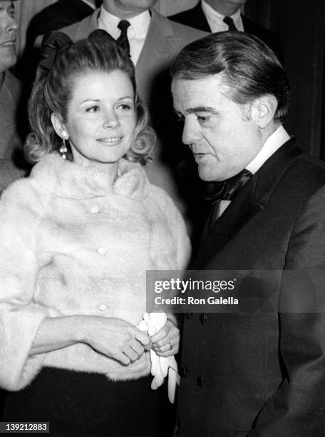 Jack Valenti and guest attend Le Bal Blanc Gala on January 13, 1969 at the St. Regis Hotel in New York City.