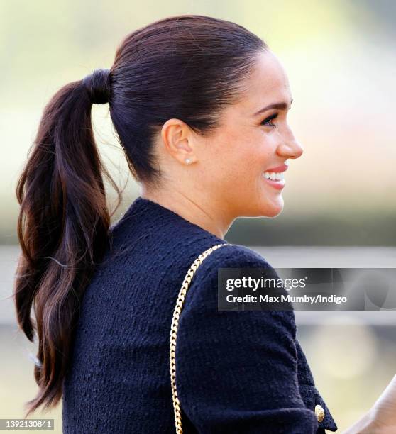 Meghan, Duchess of Sussex attends the Land Rover Driving Challenge, on day 1 of the Invictus Games 2020 at Zuiderpark on April 16, 2022 in The Hague,...