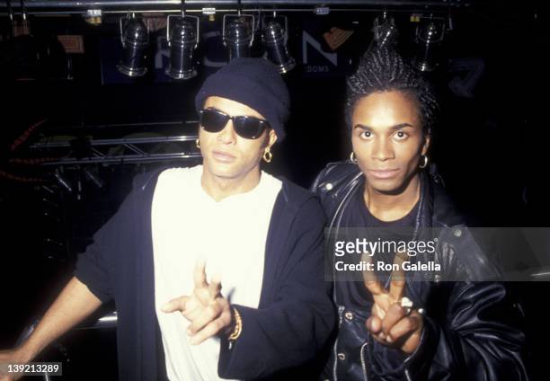 Musicians Rob Pilatus and Fab Morvan of Milli Vanilli attend Community Research Initiative on AIDS Benefit on April 8, 1993 at Club USA in New York...