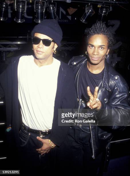 Musicians Rob Pilatus and Fab Morvan of Milli Vanilli attend Community Research Initiative on AIDS Benefit on April 8, 1993 at Club USA in New York...