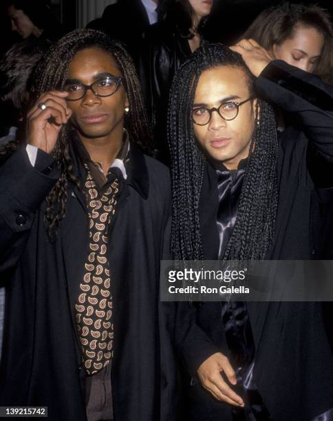 Musicians Rob Pilatus and Fab Morvan of Milli Vanilli attend Arista Records Pre-Grammy Awards Party on February 20, 1990 at the Beverly Hills Hotel...