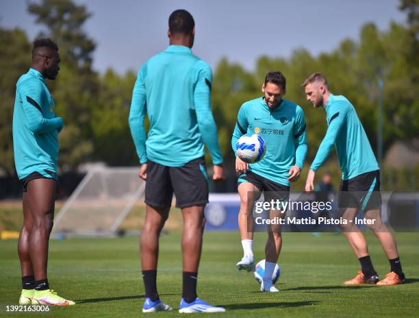 Hakan Calhanoglu of FC Internazionale trains during the FC Internazionale training session at the club's training ground Suning Training Center at...