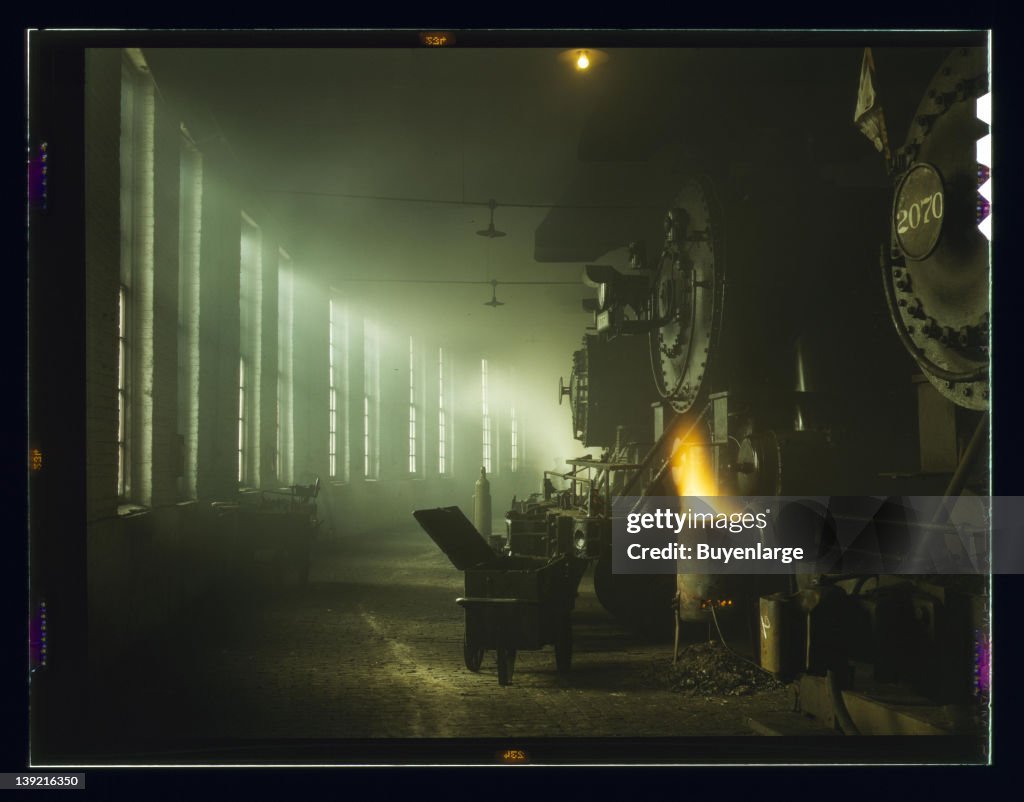 In The Roundhouse At A Chicago And Northwestern Railroad Yard