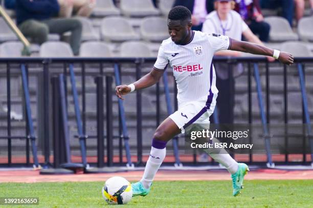 Francis Amuzu of RSC Anderlecht during the Croky Cup Final match between KAA Gent and RSC Anderlecht at the Koning Boudewijnstadion on April 18, 2022...