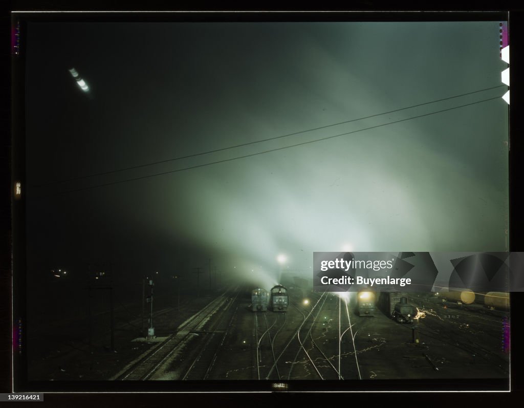 Night View Of Part Of Santa Fe Railroad Yard